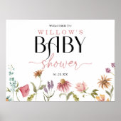 Welkomstteken van Wildflower Boho Baby shower Poster (Voorkant)