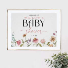 Welkomstteken van Wildflower Boho Baby shower Poster