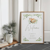 Welkomstteken van Woodland Fox Baby shower Poster