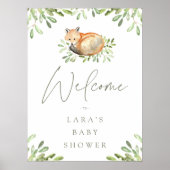 Welkomstteken van Woodland Fox Baby shower Poster (Voorkant)