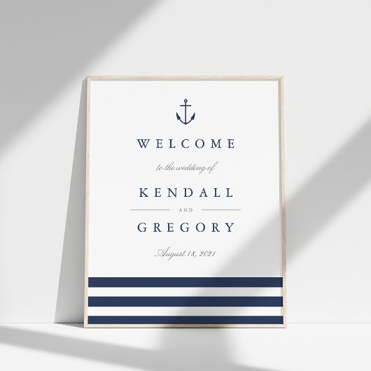Welkomstteken voor anker bruiloft poster
