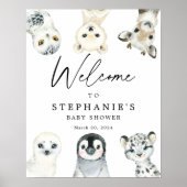 Welkomstteken voor Arctic Animals Baby shower Poster (Voorkant)