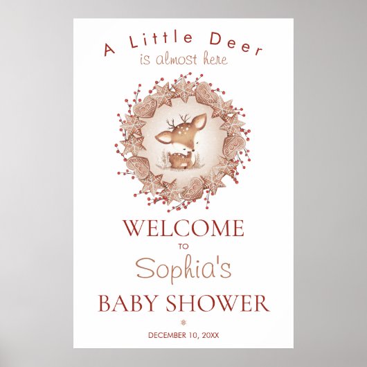 Welkomstteken voor Baby shower met kerstmis bevest Poster (Voorkant)