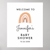 Welkomstteken voor Baby shower van pasteelregenboo Poster (Voorkant)