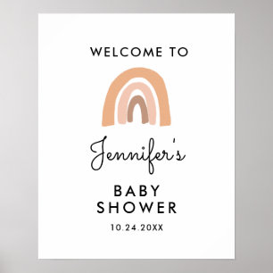 Welkomstteken voor Baby shower van pasteelregenboo Poster