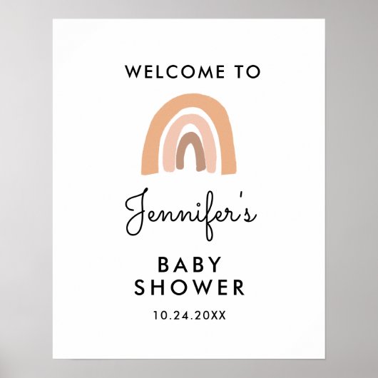 Welkomstteken voor Baby shower van pasteelregenboo Poster (Voorkant)