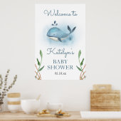 Welkomstteken voor Baby shower van walvis Poster (Keuken)