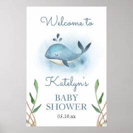 Welkomstteken voor Baby shower van walvis Poster
