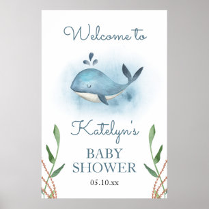 Welkomstteken voor Baby shower van walvis Poster