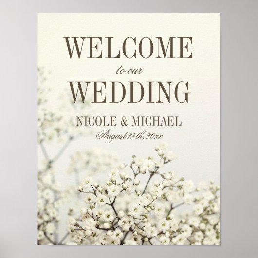 Welkomstteken voor  baby's met een zachte bruiloft poster (Voorkant)