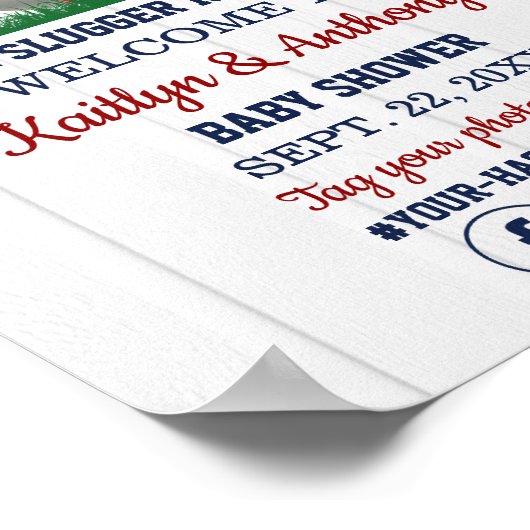 Welkomstteken voor Baseball Boys Baby shower Poster (Hoek)