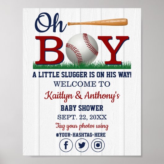 Welkomstteken voor Baseball Boys Baby shower Poster (Voorkant)