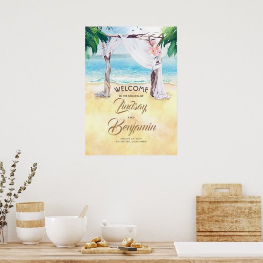 Welkomstteken voor Beach Arbor Weduwen Poster (Keuken)