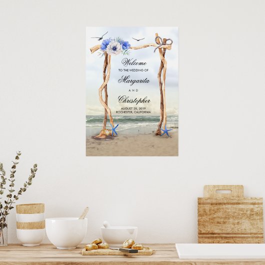 Welkomstteken voor Beach Arbor Weduwen Poster (Keuken)