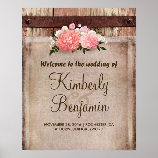 Welkomstteken voor bijtende Floral Wedding Poster (Voorkant)