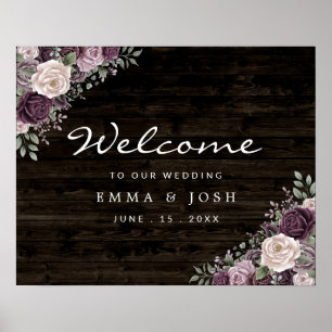 Welkomstteken voor bijtende Floral Wedding Poster