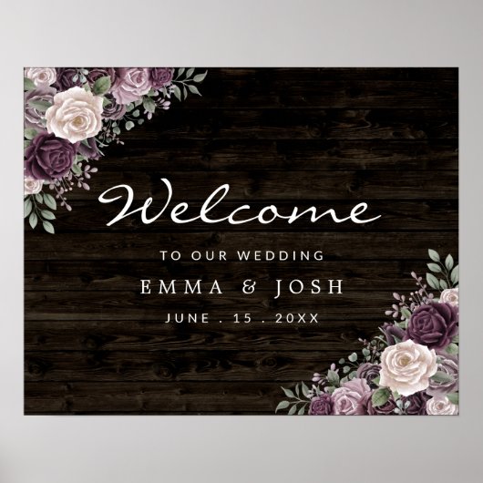 Welkomstteken voor bijtende Floral Wedding Poster (Voorkant)