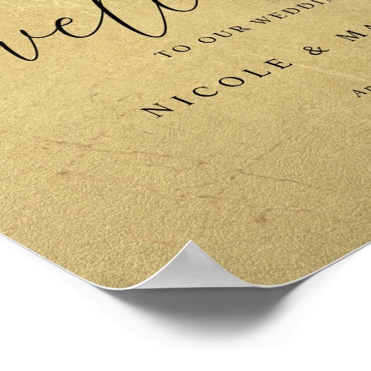 Welkomstteken voor Black and Gold Elegant Script W Poster (Hoek)