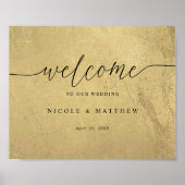 Welkomstteken voor Black and Gold Elegant Script W Poster (Voorkant)