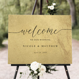 Welkomstteken voor Black and Gold Elegant Script W Poster