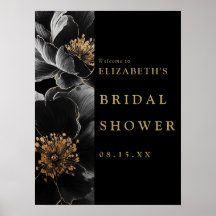 Welkomstteken voor Black and Gold Floral Vrijgezel