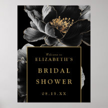Welkomstteken voor Black and Gold Floral Vrijgezel