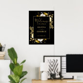 Welkomstteken voor Black and Gold Floral Weduwen Poster (Thuiskantoor)