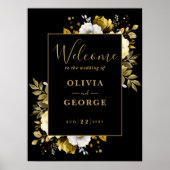 Welkomstteken voor Black and Gold Floral Weduwen Poster (Voorkant)