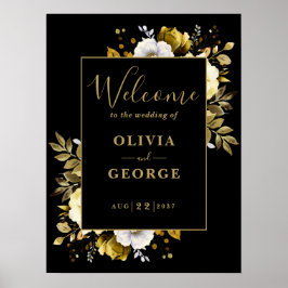 Welkomstteken voor Black and Gold Floral Weduwen Poster