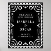 Welkomstteken voor Black & White Papel Picado Wedd Poster (Voorkant)