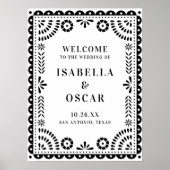 Welkomstteken voor Black & White Papel Picado Wedd Poster (Voorkant)
