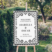 Welkomstteken voor Black & White Papel Picado Wedd Poster