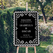 Welkomstteken voor Black & White Papel Picado Wedd Poster