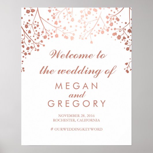 Welkomstteken voor Blush Baby's Breath Wedding Poster (Voorkant)