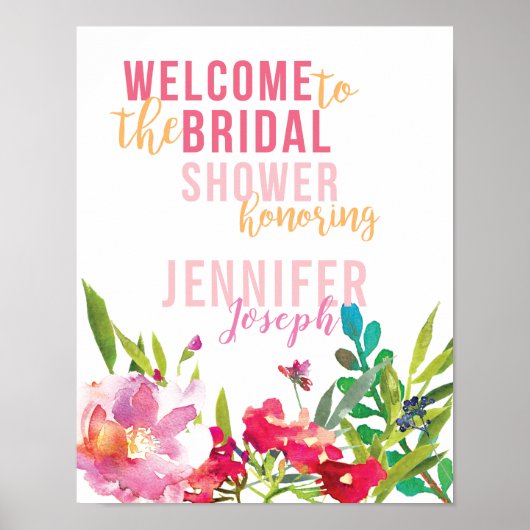 Welkomstteken voor Bright Floral Shower Poster (Voorkant)