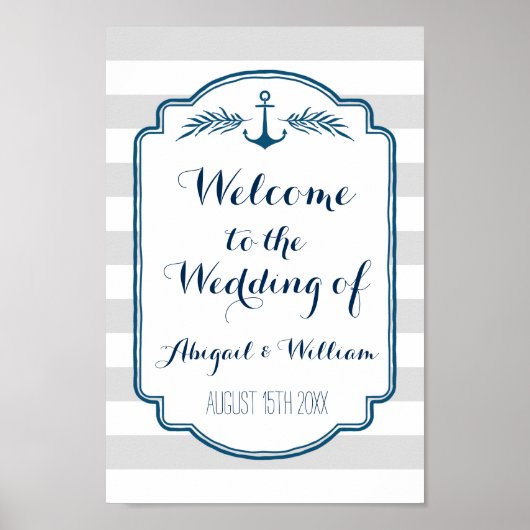 Welkomstteken voor bruiloft Aangepast teken Nautic Poster (Voorkant)