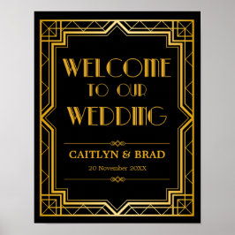 Welkomstteken voor bruiloft | Art Deco Poster