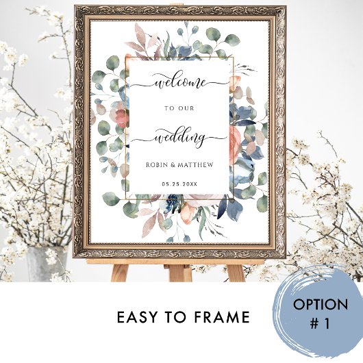 Welkomstteken voor bruiloft, Blissful Floral en Gr Poster