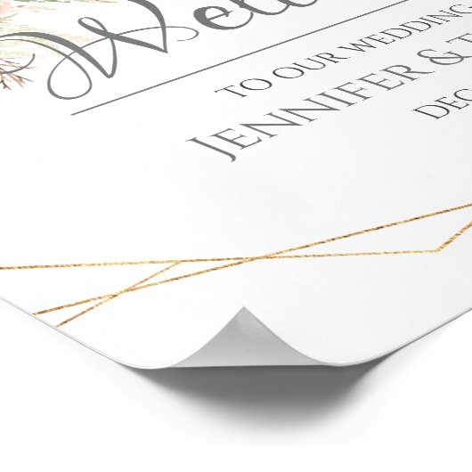 Welkomstteken voor bruiloft Blush Rozen Poster (Hoek)