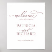 Welkomstteken voor bruiloft | Eenvoudig Roos Gold  Poster (Voorkant)