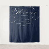 Welkomstteken voor bruiloft Elegant Faux Silver Sc Wandkleed (Voorkant)