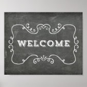 Welkomstteken voor bruiloft Floral Chalkboard Poster (Voorkant)