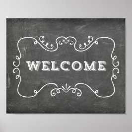 Welkomstteken voor bruiloft Floral Chalkboard Poster