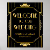 Welkomstteken voor bruiloft | Gatsby Art Deco Poster (Voorkant)