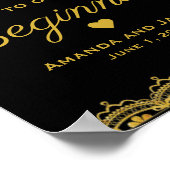 Welkomstteken voor bruiloft | Gold Lace op zwart Poster (Hoek)