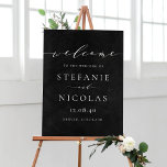 Welkomstteken voor bruiloft in Chalkboard Dainty S Poster<br><div class="desc">Welkom je trouwgasten met dit romantische trouwlentebord. Dit aanpasbare trouwwelkomstbord heeft een stijlvol script met een klassieke typografie op een faux-achtergrond op het bord.</div>