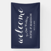 Welkomstteken voor bruiloft met Elegant Navy Blue Spandoek (Verticaal)