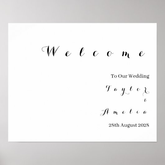 Welkomstteken voor bruiloft Minimale moderne typog Poster (Voorkant)