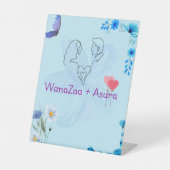 Welkomstteken voor bruiloft reclamebord met voetstuk (Voorkant)