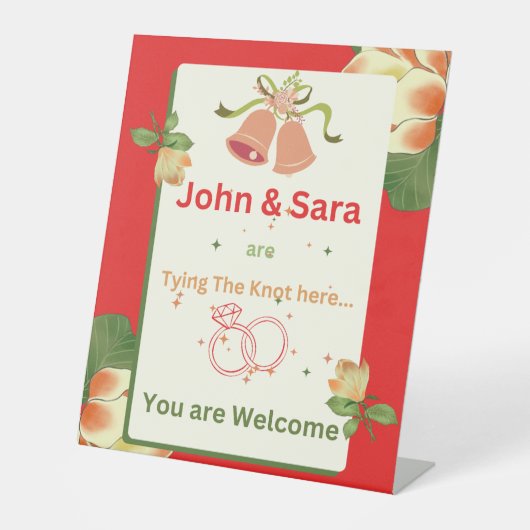 Welkomstteken voor bruiloft reclamebord met voetstuk (Voorkant)